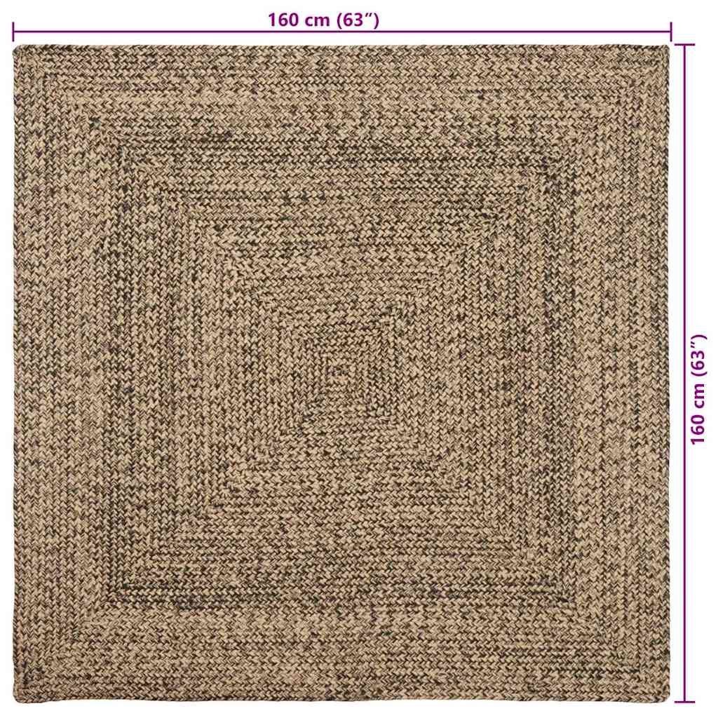 Χαλιά χώρου Φυσικό και Μαύρο 160 x 160 cm Γιούτα - Pakobazaar