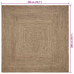 Χαλιά χώρου τετράγωνο Φυσικό και Μαύρο 200 x 200 cm Γιούτα - Pakobazaar