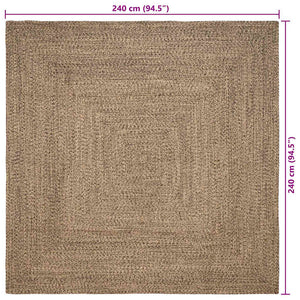 Χαλιά χώρου Φυσικό και Μαύρο 240 x 240 cm Γιούτα - Pakobazaar
