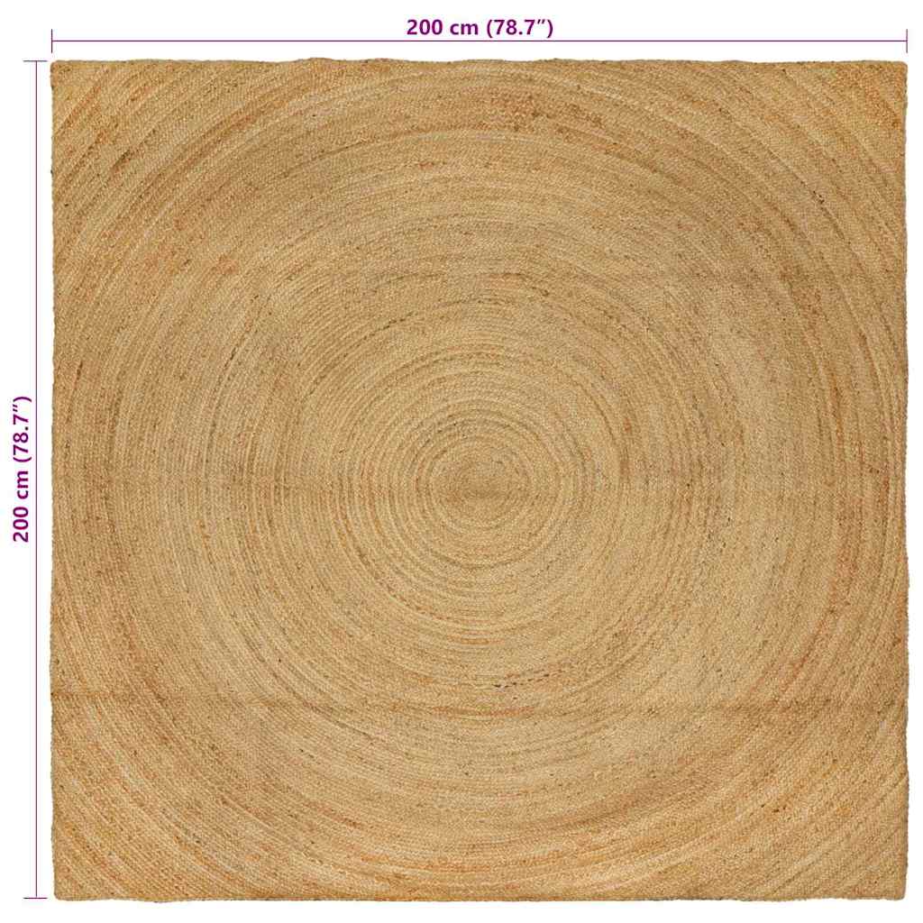 Χαλιά χώρου τετράγωνο Καφέ 200 x 200 cm Γιούτα - Pakobazaar