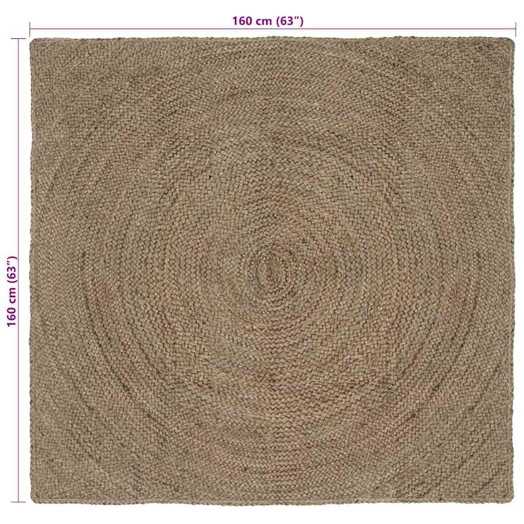 Χαλιά χώρου τετράγωνο Γκρι 160 x 160 cm Γιούτα - Pakobazaar