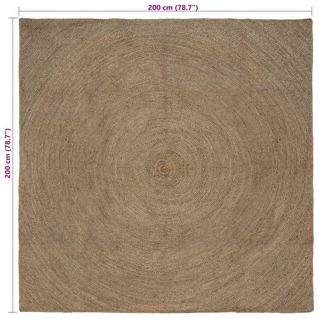 Χαλιά χώρου τετράγωνο Γκρι 200 x 200 cm Γιούτα - Pakobazaar