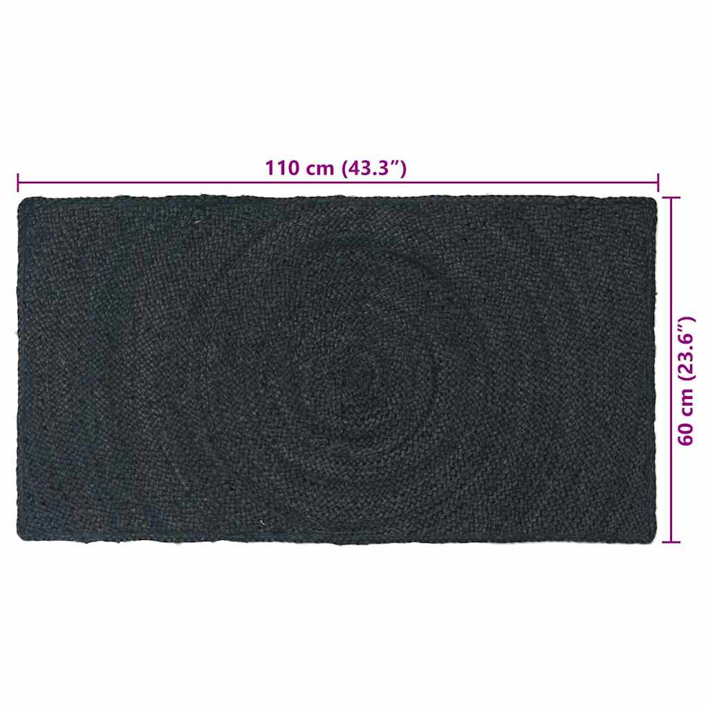 Χαλιά χώρου Ορθογώνιος Σκούρο Γκρι 60 x 110 cm Γιούτα - Pakobazaar