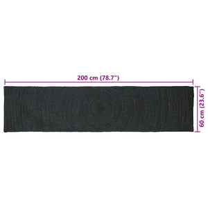 Χαλιά χώρου Ορθογώνιος Σκούρο Γκρι 60 x 200 cm Γιούτα - Pakobazaar
