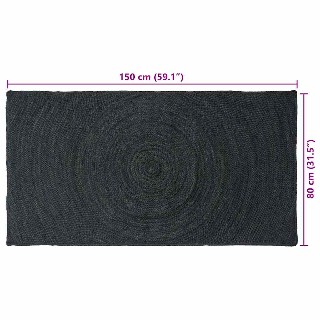 Χαλιά χώρου Ορθογώνιος Σκούρο Γκρι 80 x 150 cm Γιούτα - Pakobazaar
