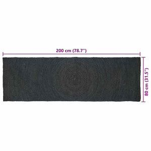 Χαλιά χώρου Ορθογώνιος Σκούρο Γκρι 80 x 200 cm Γιούτα - Pakobazaar