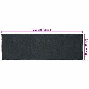 Χαλιά χώρου Ορθογώνιος Σκούρο Γκρι 80 x 250 cm Γιούτα - Pakobazaar
