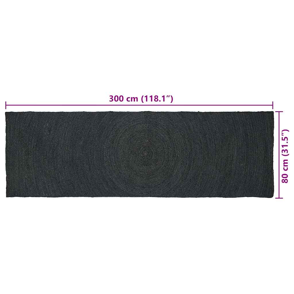 Χαλιά χώρου Ορθογώνιος Σκούρο Γκρι 80 x 300 cm Γιούτα - Pakobazaar