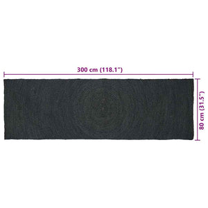 Χαλιά χώρου Ορθογώνιος Σκούρο Γκρι 80 x 300 cm Γιούτα - Pakobazaar