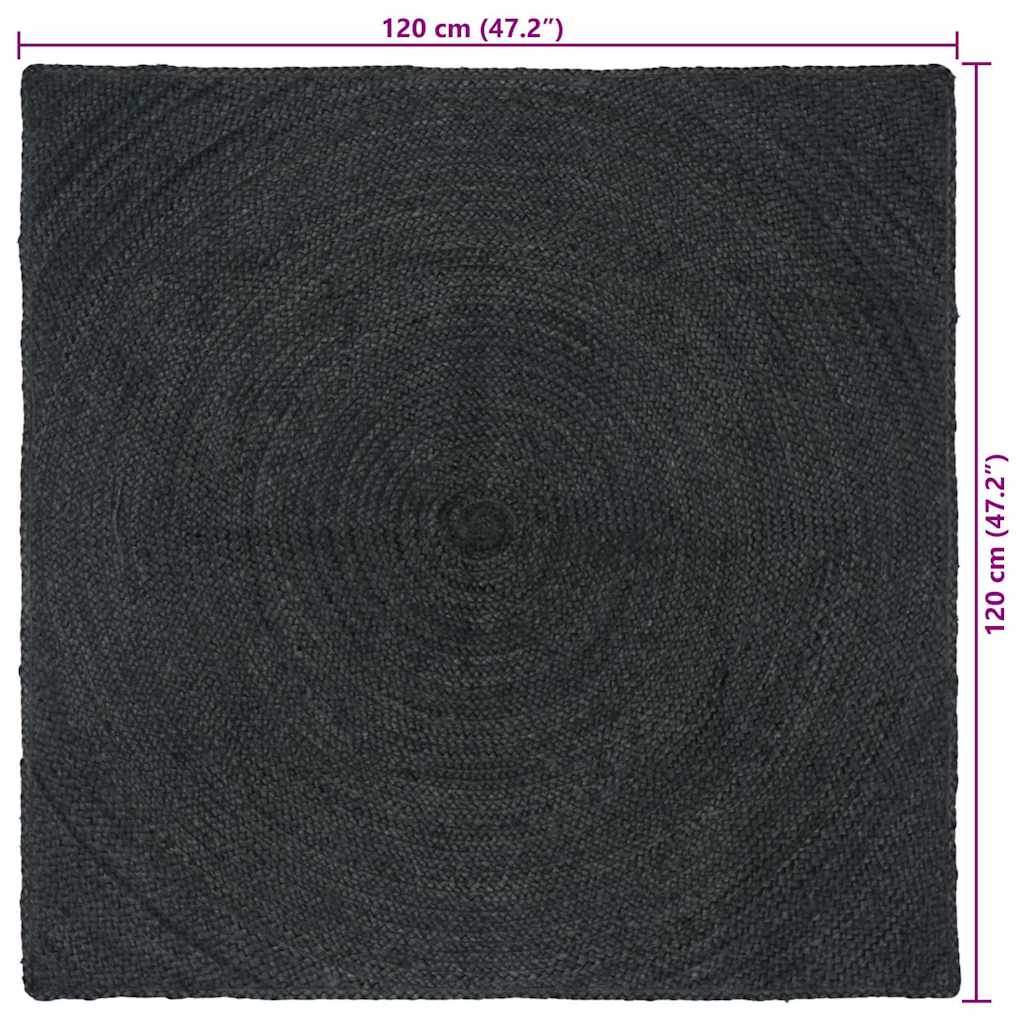 Χαλιά χώρου τετράγωνο Σκούρο Γκρι 120 x 120 cm Γιούτα - Pakobazaar
