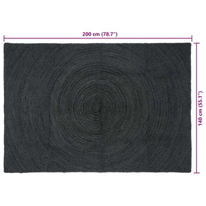 Χαλιά χώρου Ορθογώνιος Σκούρο Γκρι 140 x 200 cm Γιούτα - Pakobazaar
