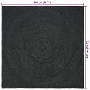 Χαλιά χώρου τετράγωνο Σκούρο Γκρι 200 x 200 cm Γιούτα - Pakobazaar