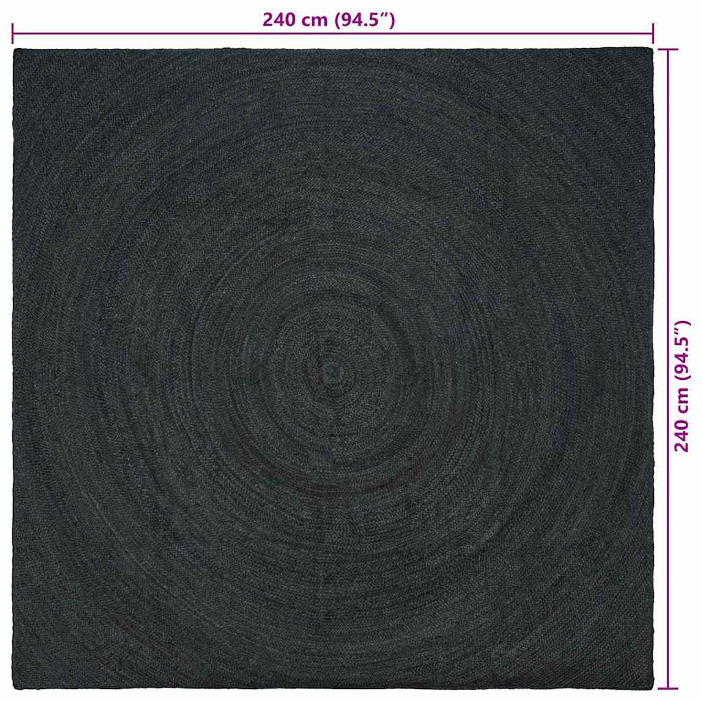 Χαλιά χώρου τετράγωνο Σκούρο Γκρι 240 x 240 cm Γιούτα - Pakobazaar