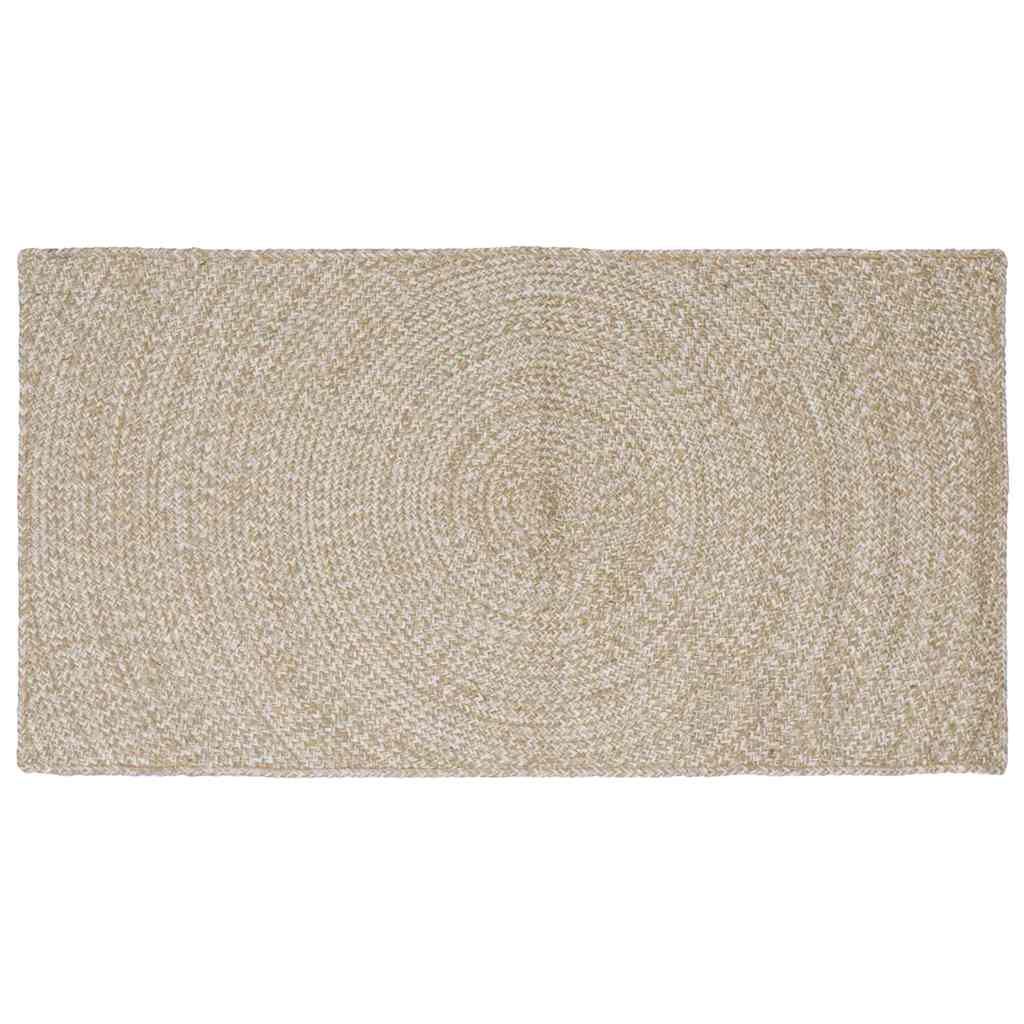 Χαλιά χώρου Ορθογώνιος Φυσικό και Λευκό 80 x 150 cm Γιούτα - Pakobazaar