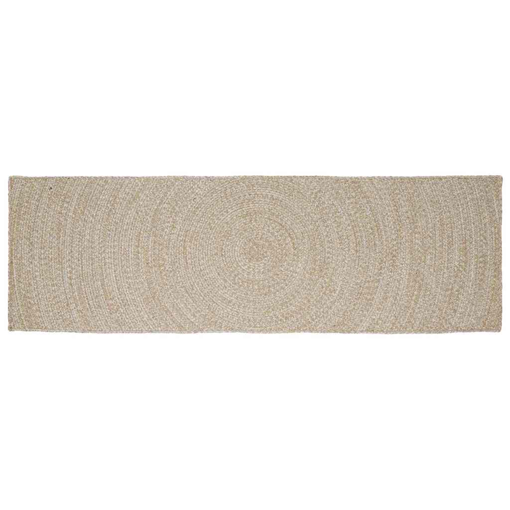 Χαλιά χώρου Ορθογώνιος Φυσικό και Λευκό 80 x 250 cm Γιούτα - Pakobazaar