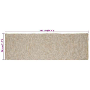 Χαλιά χώρου Ορθογώνιος Φυσικό και Λευκό 80 x 250 cm Γιούτα - Pakobazaar