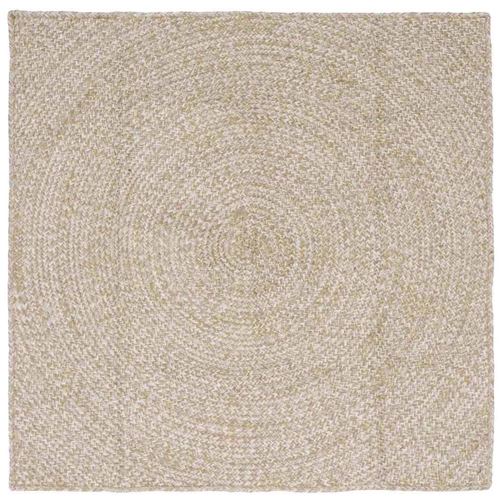 Χαλιά χώρου τετράγωνο Φυσικό και Λευκό 120 x 120 cm Γιούτα - Pakobazaar