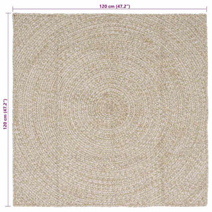 Χαλιά χώρου τετράγωνο Φυσικό και Λευκό 120 x 120 cm Γιούτα - Pakobazaar