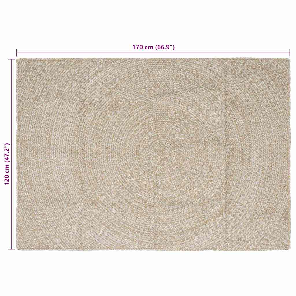 Χαλιά χώρου Ορθογώνιος Φυσικό και Λευκό 120 x 170 cm Γιούτα - Pakobazaar