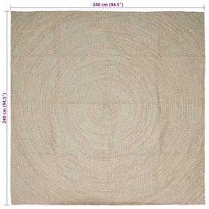 Χαλιά χώρου τετράγωνο Φυσικό και Λευκό 240 x 240 cm Γιούτα - Pakobazaar