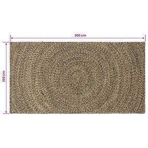 Χαλιά χώρου Φυσικό και Μαύρο 100 x 200 cm Γιούτα - Pakobazaar