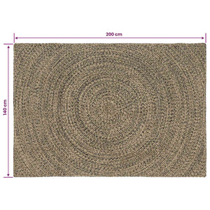 Χαλιά χώρου Φυσικό και Μαύρο 140 x 200 cm Γιούτα - Pakobazaar