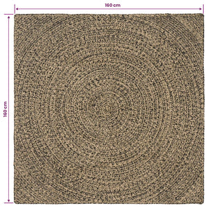 Χαλιά χώρου Φυσικό και Μαύρο 160 x 160 cm Γιούτα - Pakobazaar
