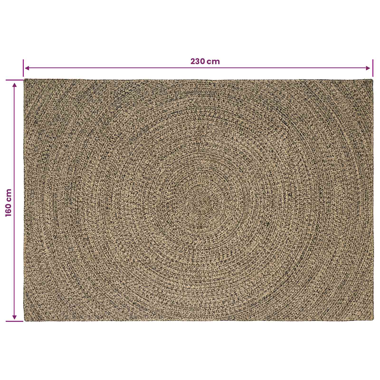 Χαλιά χώρου Φυσικό και Μαύρο 160 x 230 cm Γιούτα - Pakobazaar