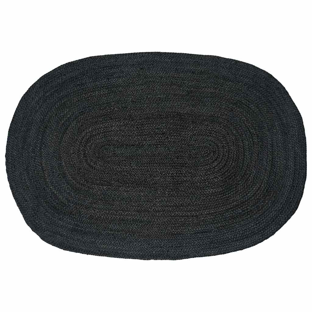 Χαλιά χώρου Ωοειδής Μαύρο 122 x 183 cm Γιούτα - Pakobazaar