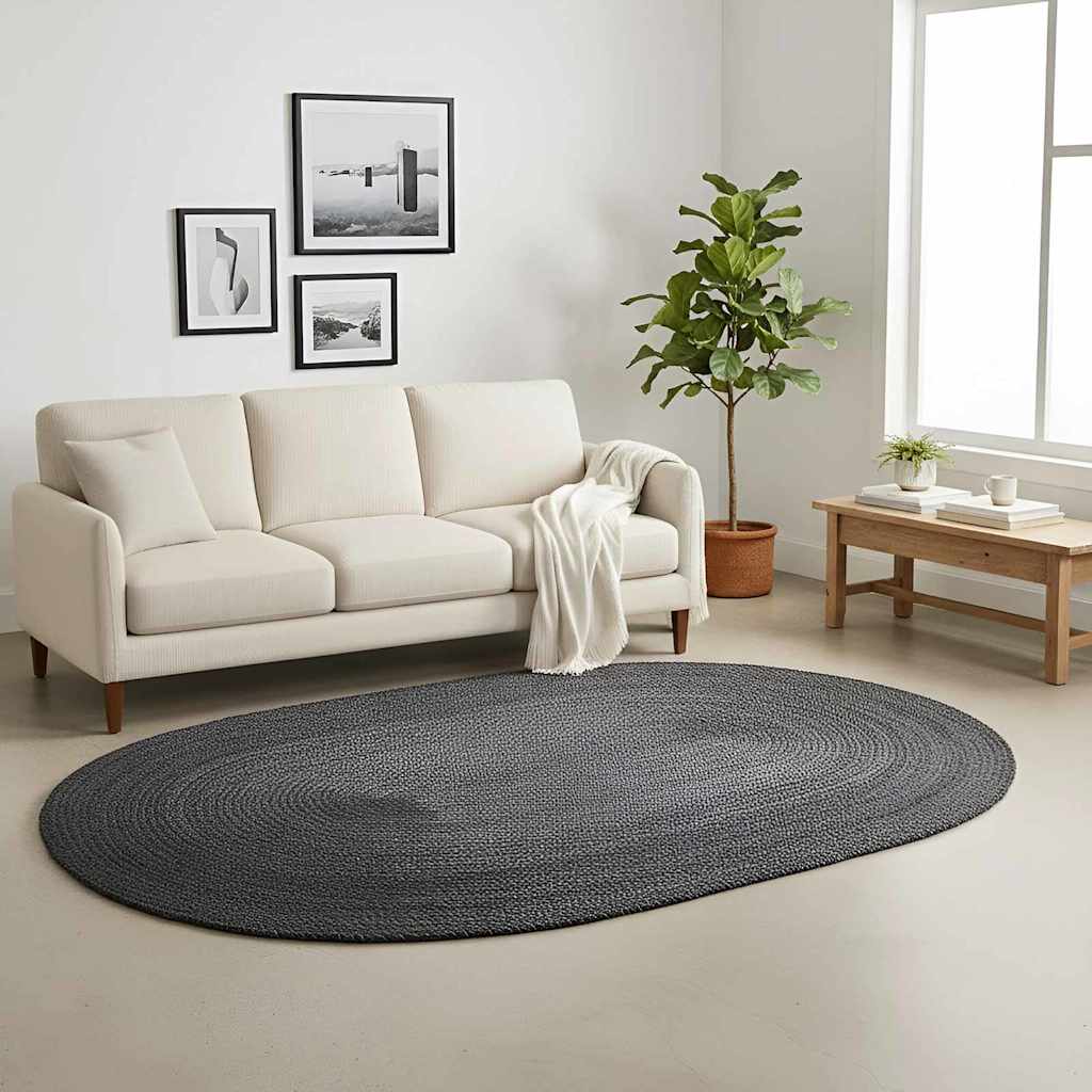 Χαλιά χώρου Ωοειδής Μαύρο 122 x 183 cm Γιούτα - Pakobazaar