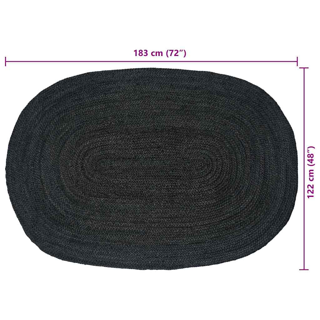 Χαλιά χώρου Ωοειδής Μαύρο 122 x 183 cm Γιούτα - Pakobazaar