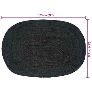 Χαλιά χώρου Ωοειδής Μαύρο 122 x 183 cm Γιούτα - Pakobazaar