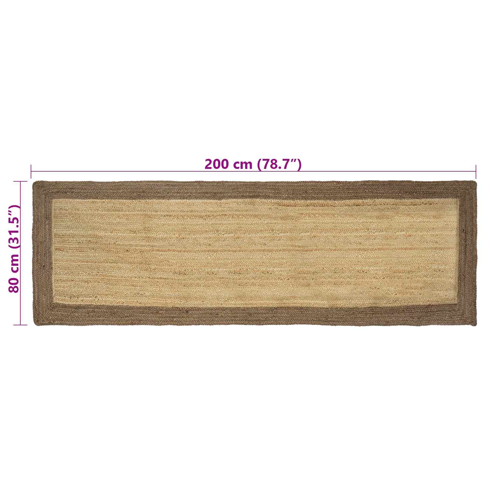 Χαλιά χώρου Ορθογώνιος Φυσικό και Γκρι 80 x 200 cm Γιούτα - Pakobazaar