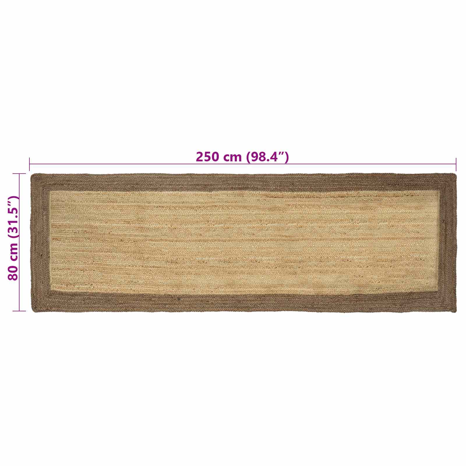 Χαλιά χώρου Ορθογώνιος Φυσικό και Γκρι 80 x 250 cm Γιούτα - Pakobazaar