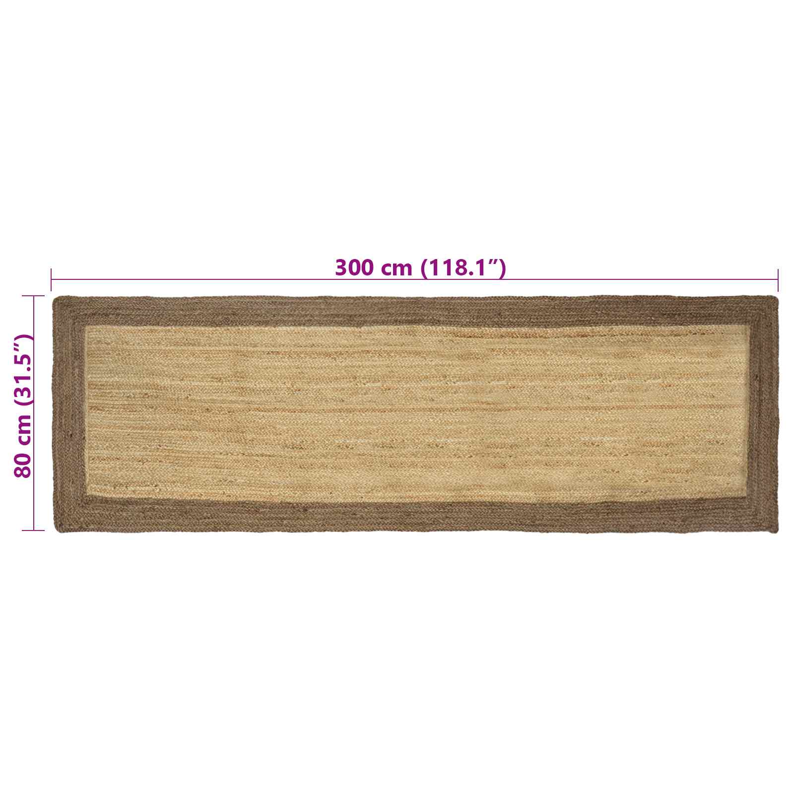 Χαλιά χώρου Ορθογώνιος Φυσικό και Γκρι 80 x 300 cm Γιούτα - Pakobazaar
