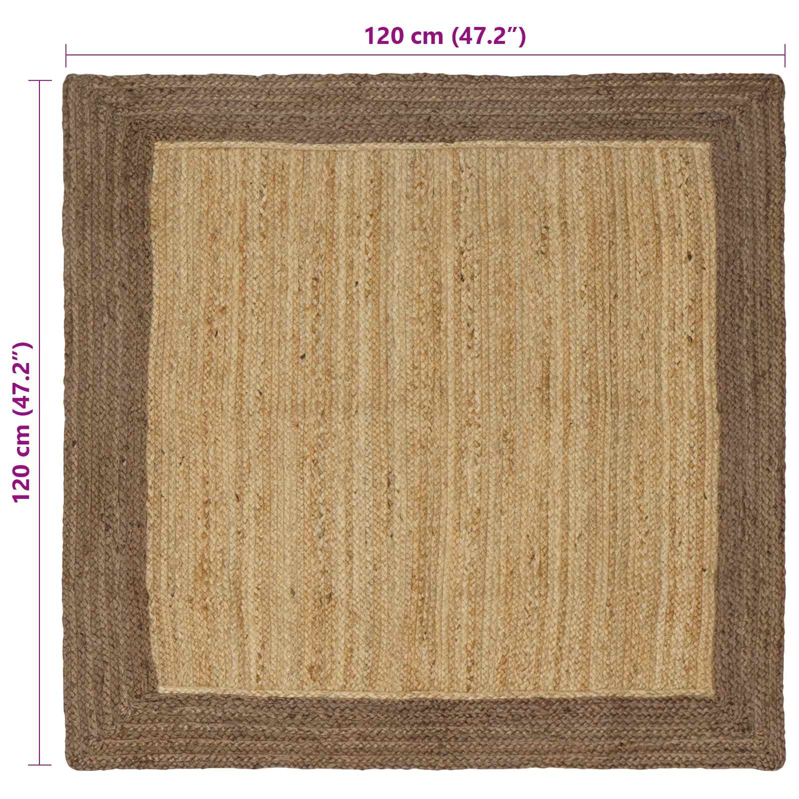Χαλιά χώρου Ορθογώνιος Φυσικό και Γκρι 120 x 120 cm Γιούτα - Pakobazaar