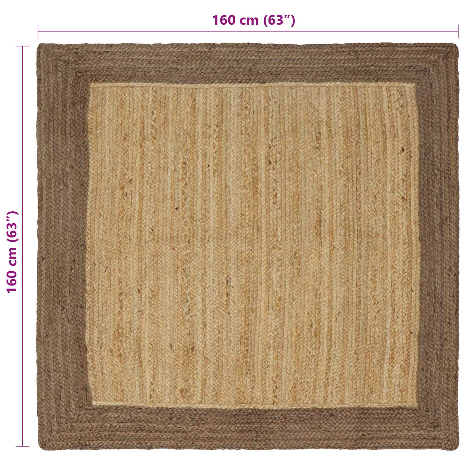 Χαλιά χώρου Ορθογώνιος Φυσικό και Γκρι 160 x 160 cm Γιούτα - Pakobazaar