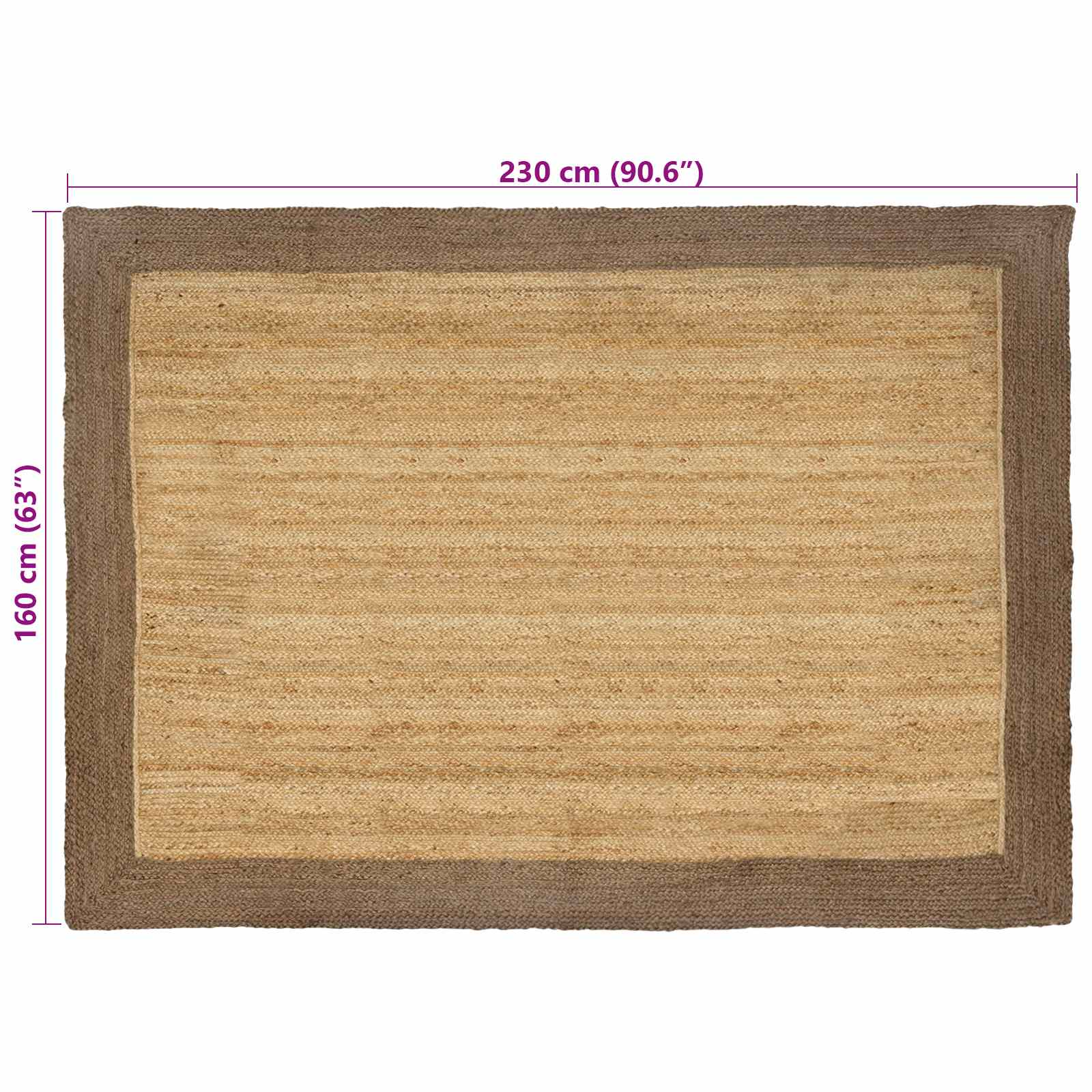 Χαλιά χώρου Ορθογώνιος Φυσικό και Γκρι 160 x 230 cm Γιούτα - Pakobazaar