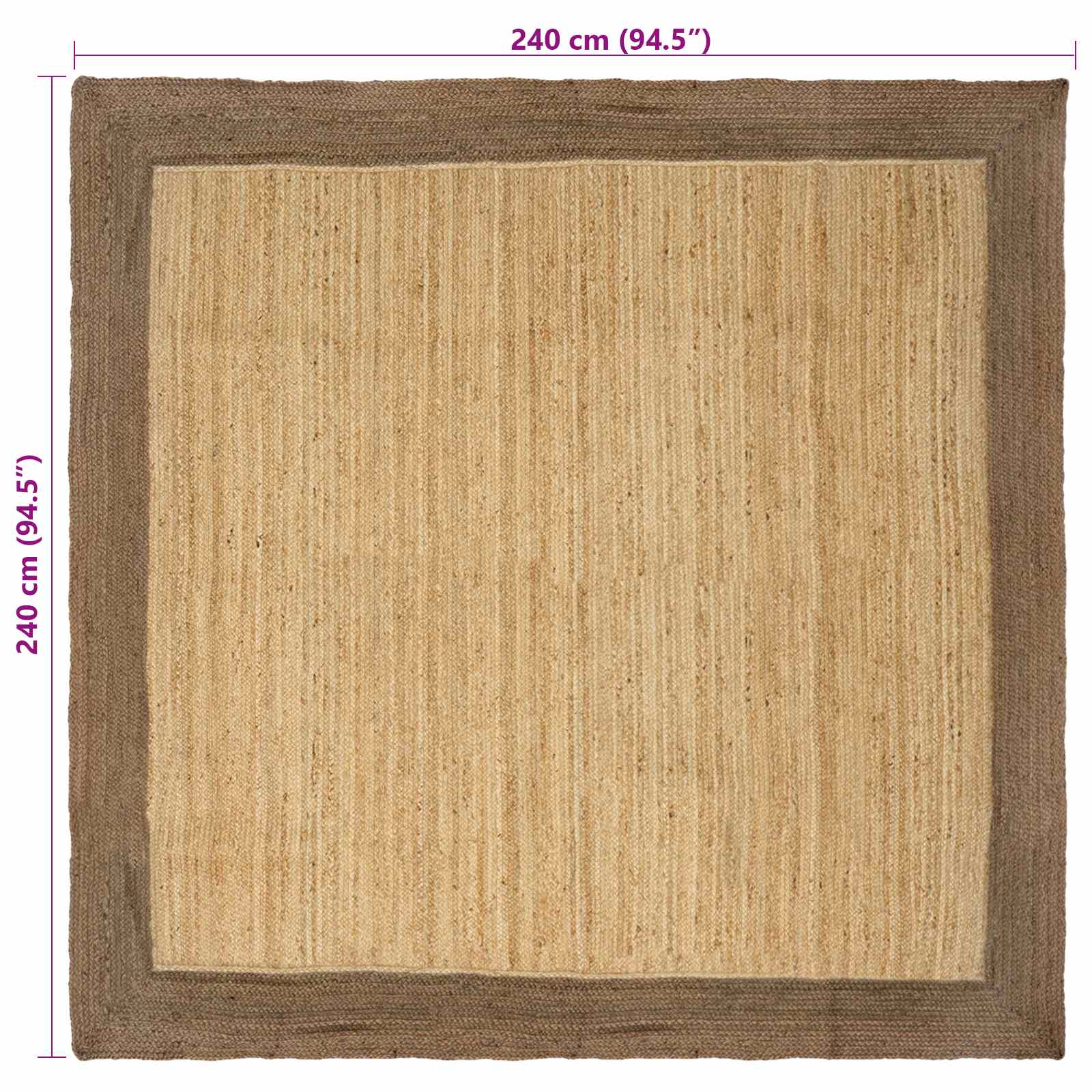 Χαλιά χώρου Ορθογώνιος Φυσικό και Γκρι 240 x 240 cm Γιούτα - Pakobazaar