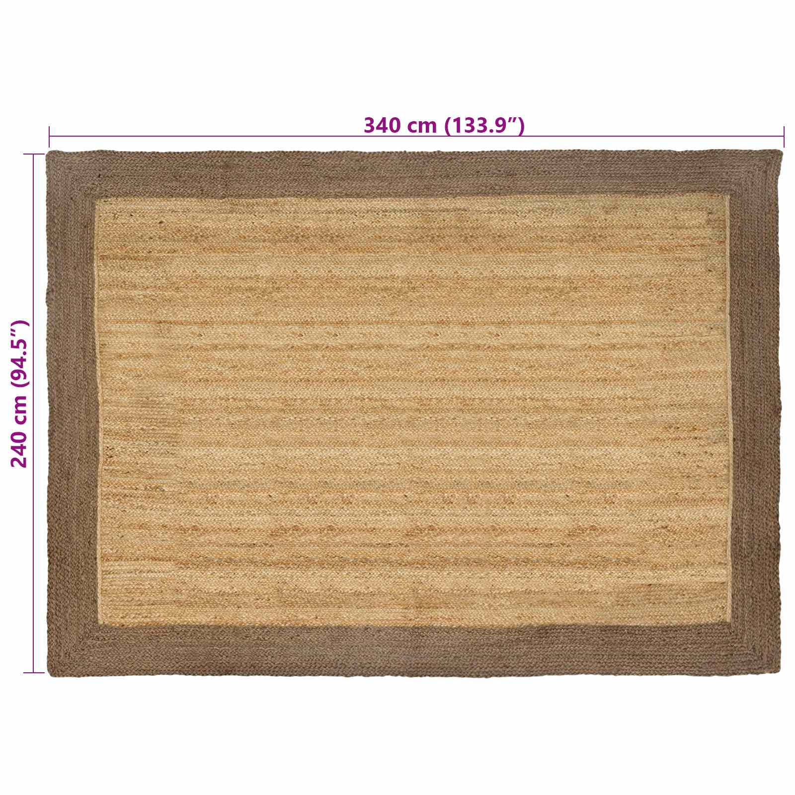Χαλιά χώρου Ορθογώνιος Φυσικό και Γκρι 240 x 340 εκ. Γιούτα - Pakobazaar