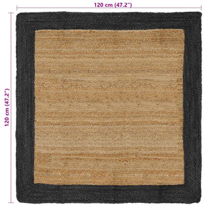 Χαλιά χώρου Φυσικό και Σκούρο Γκρι 120 x 120 cm Γιούτα - Pakobazaar