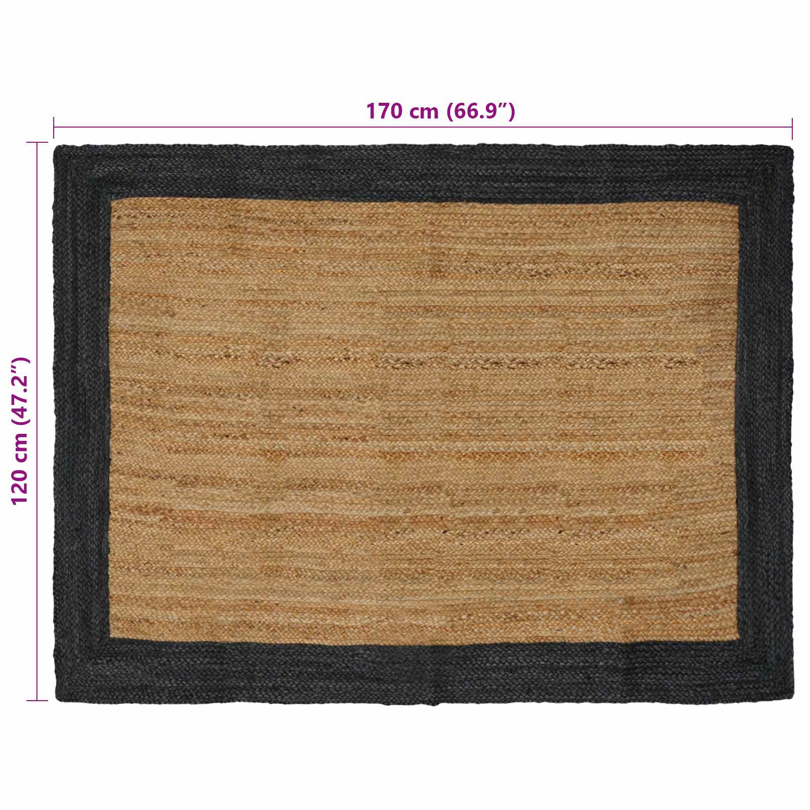 Χαλιά χώρου Φυσικό και Σκούρο Γκρι 120 x 170 cm Γιούτα - Pakobazaar