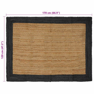 Χαλιά χώρου Φυσικό και Σκούρο Γκρι 120 x 170 cm Γιούτα - Pakobazaar