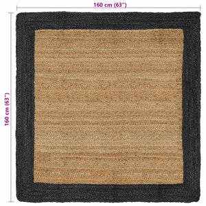 Χαλιά χώρου Φυσικό και Σκούρο Γκρι 160 x 160 cm Γιούτα - Pakobazaar