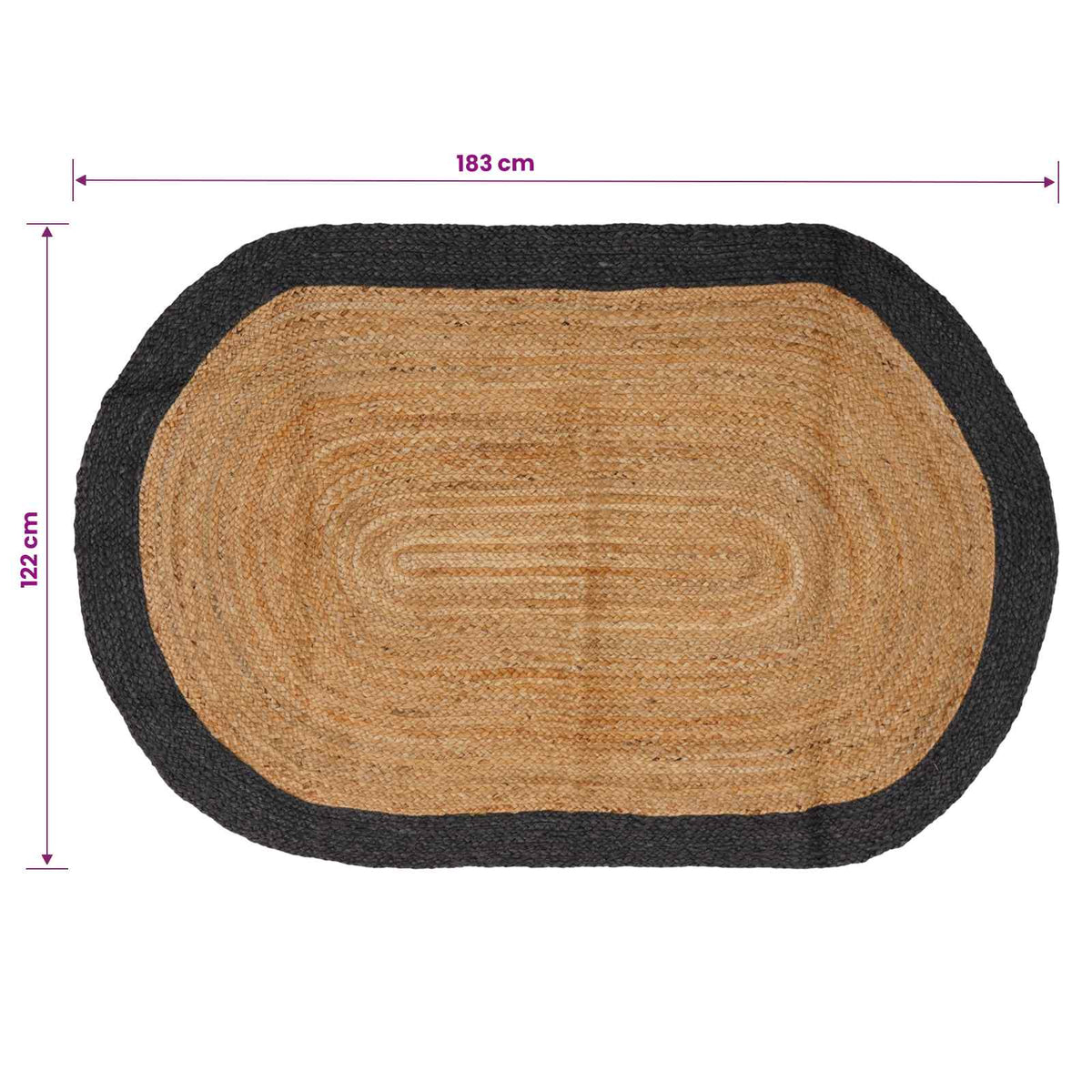 Χαλί Περιοχής Σκούρο Γκρι 122 x 183 cm Γιούτα - Pakobazaar