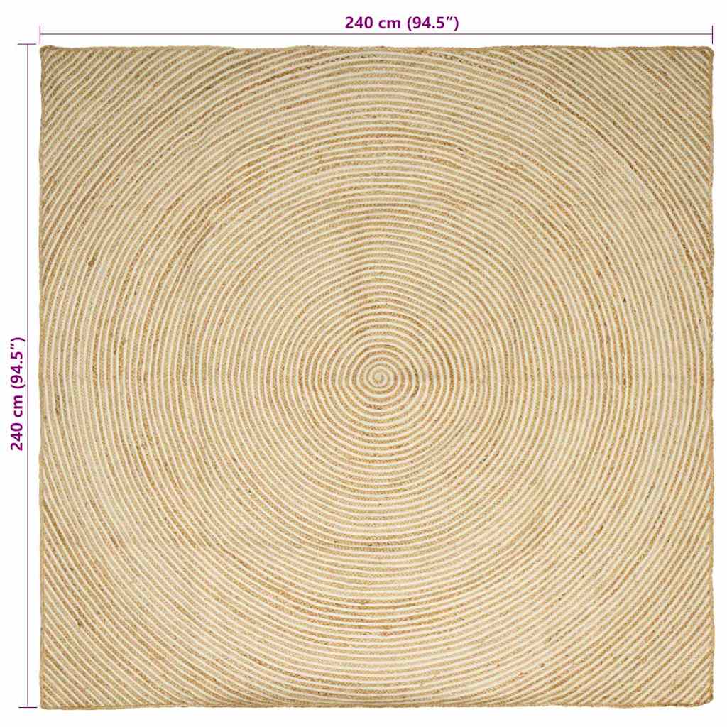 Χαλί Φυσικό και Λευκό 240 x 240 cm Γιούτα