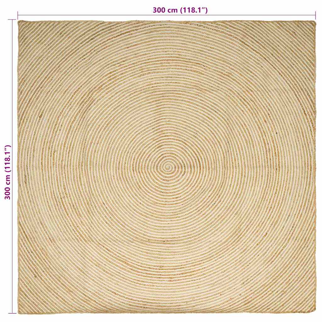 Χαλί Φυσικό και Λευκό 300 x 300 cm Γιούτα