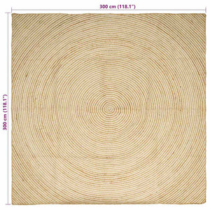 Χαλί Περιοχής Φυσικό και Λευκό 300 x 300 cm Γιούτα