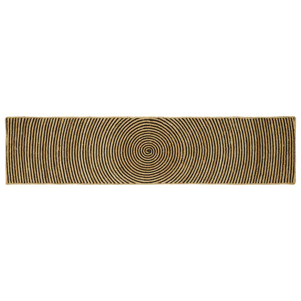Χαλί Φυσικό και Μαύρο 60 x 200 cm Γιούτα - Pakobazaar