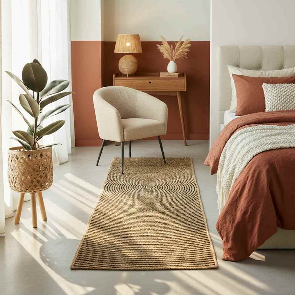 Χαλί Φυσικό και Μαύρο 80 x 150 cm Γιούτα